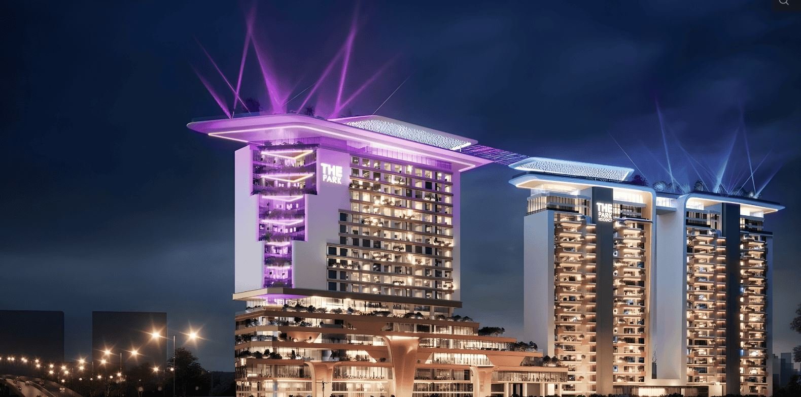 The Park Unizen Twin Residential Towers Elevation Render
